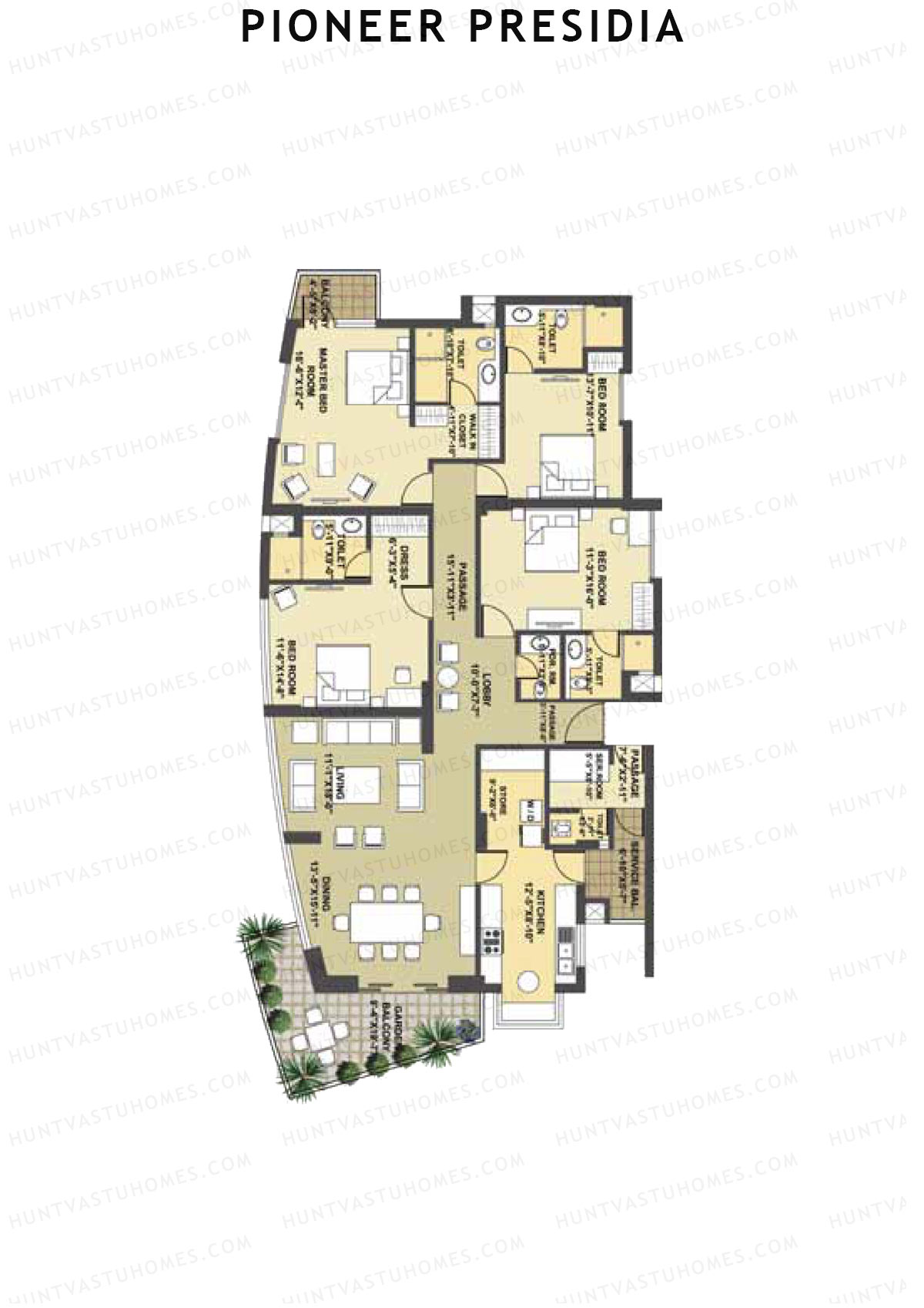 Pioneer Presidia Tower C Unit 2 Floor Plan