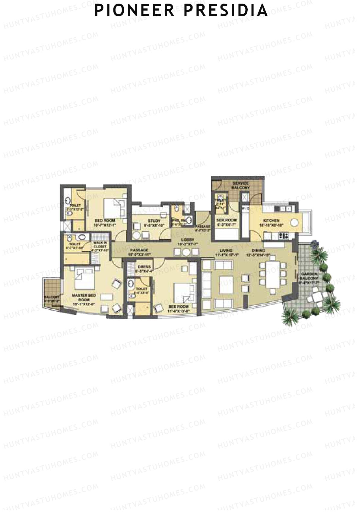 Pioneer Presidia Tower D Unit 1 Floor Plan