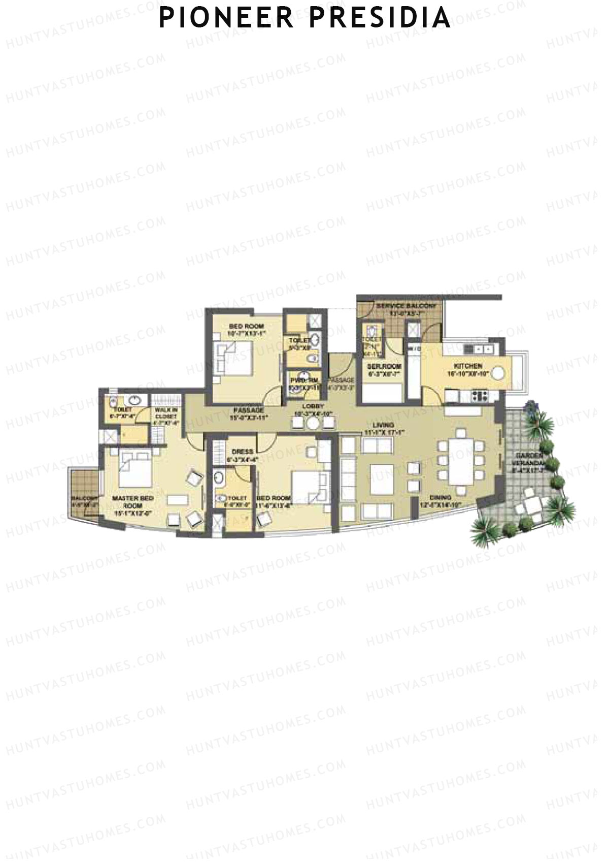 Pioneer Presidia Tower E Unit 1 Floor Plan