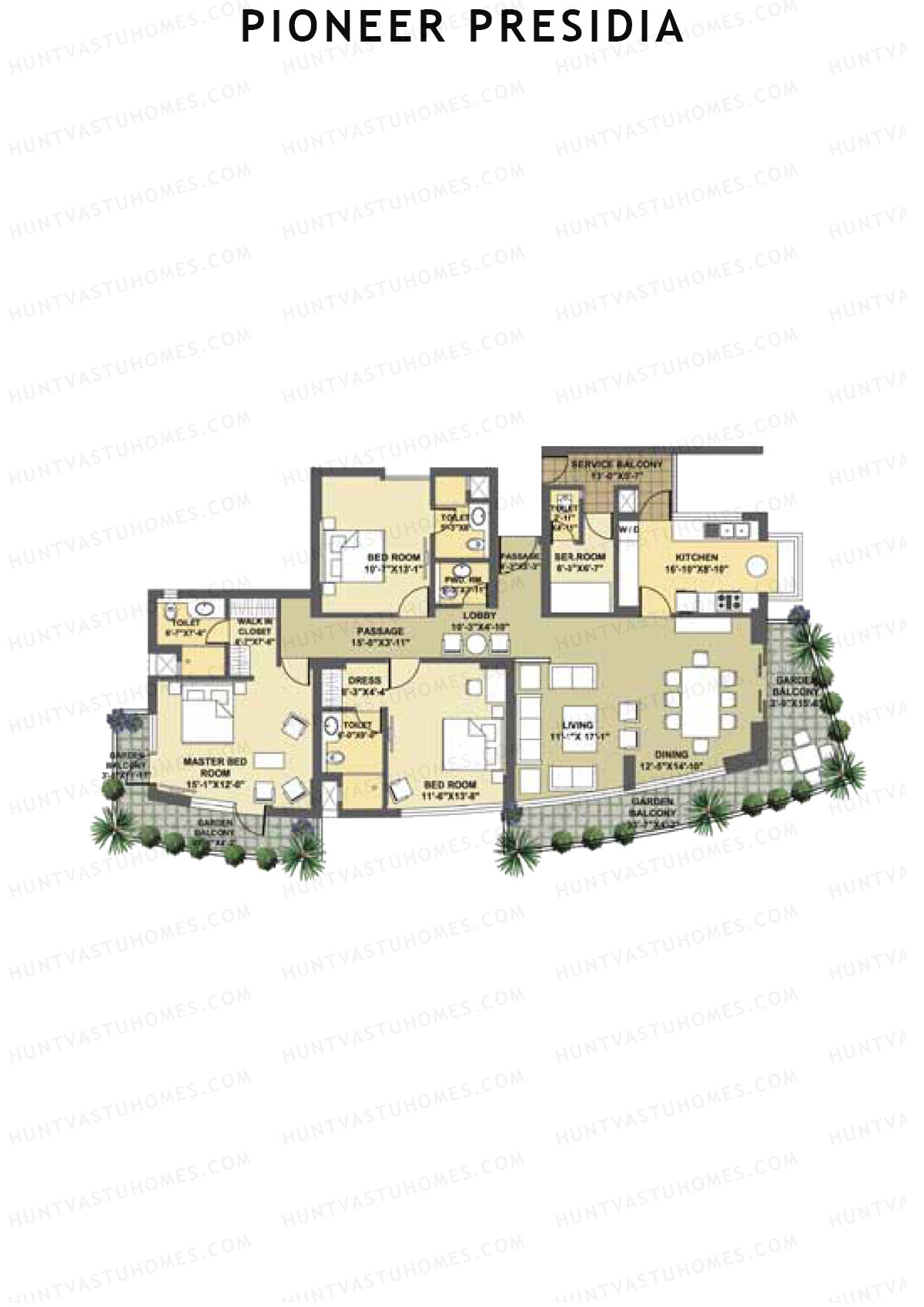 Pioneer Presidia Tower E Unit 1 Floor Plan