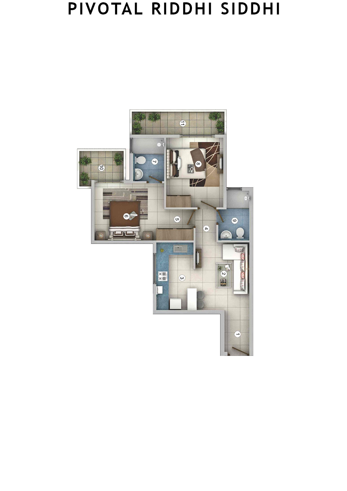 Pivotal Riddhi Siddhi Tower 1 Unit 1 (Type A) Floor Plan