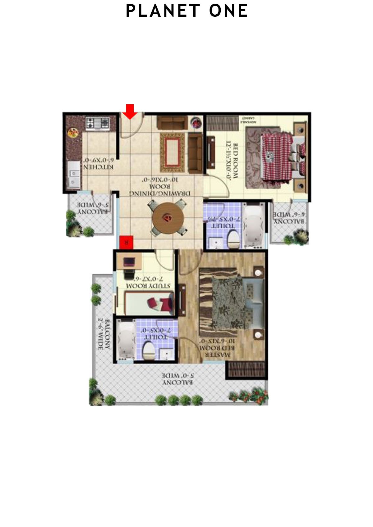 planet One Tower A Unit 11 (Type  3) Floor Plan