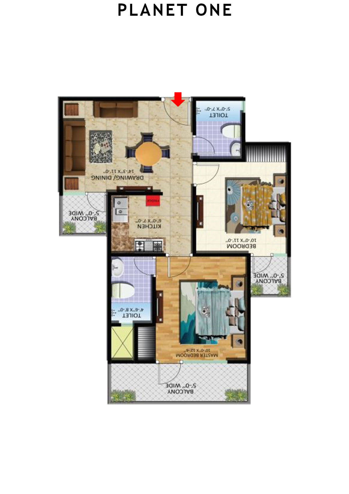 planet One Tower A Unit 12 (Type  2) Floor Plan