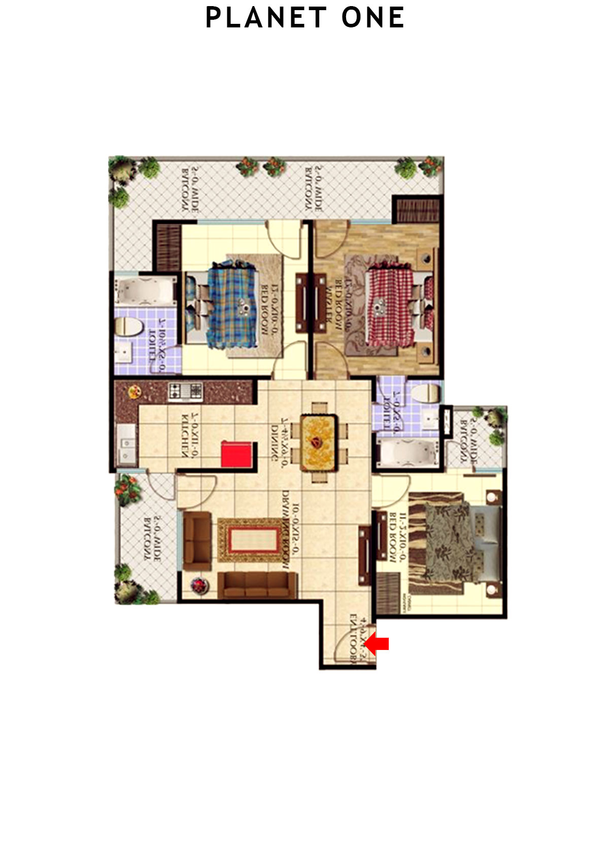 planet One Tower A Unit 2 (Type  5) Floor Plan