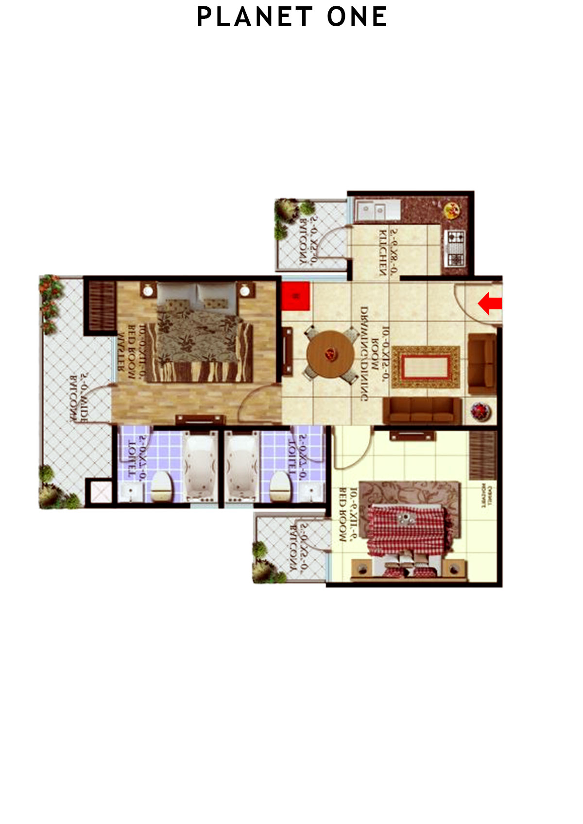 planet One Tower A Unit 7 (Type  1) Floor Plan