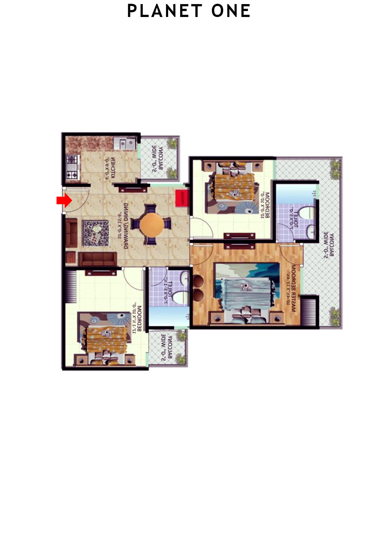 planet One Tower A Unit 8 (Type  4) Floor Plan