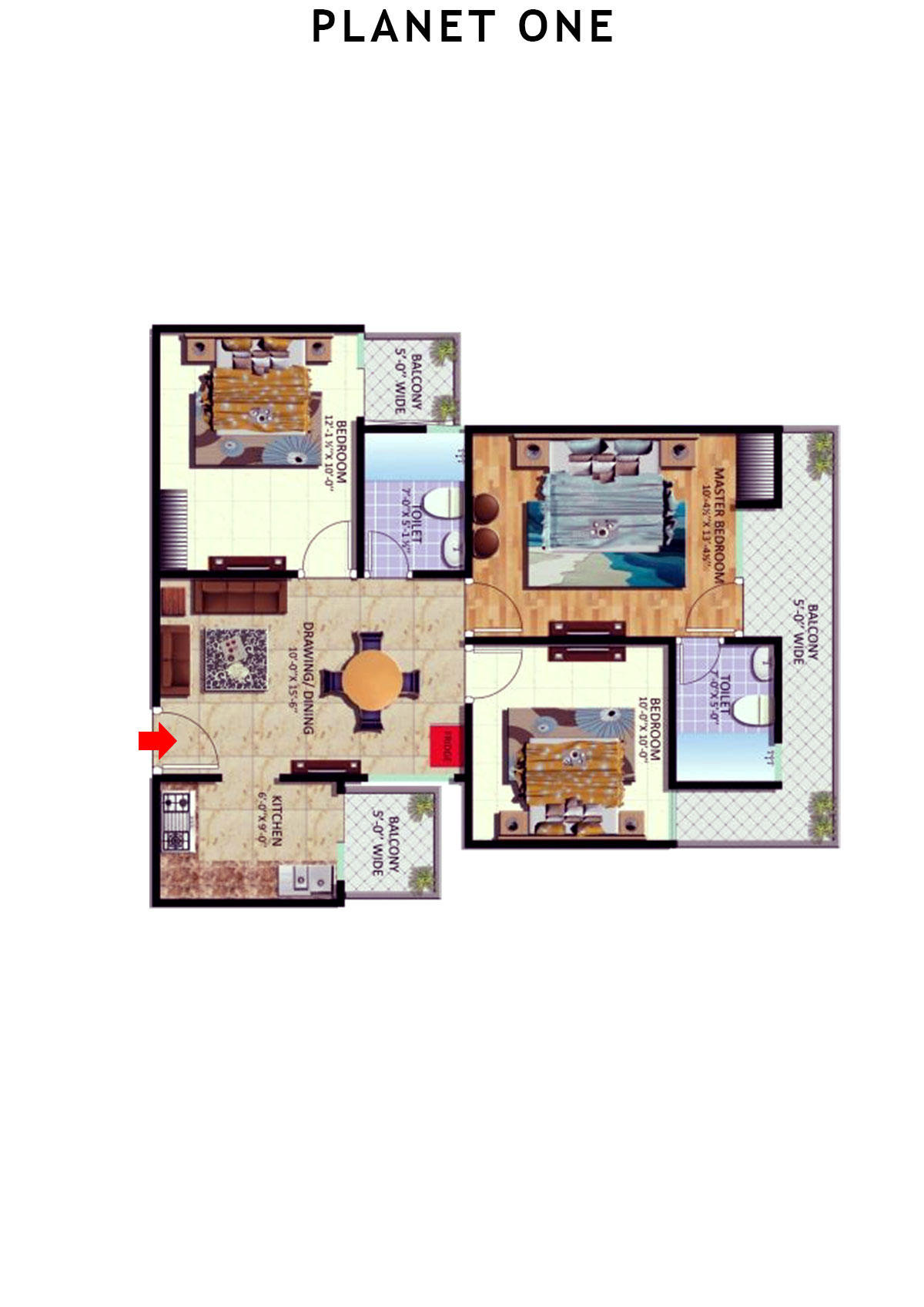 planet One Tower A Unit 9 (Type  4) Floor Plan
