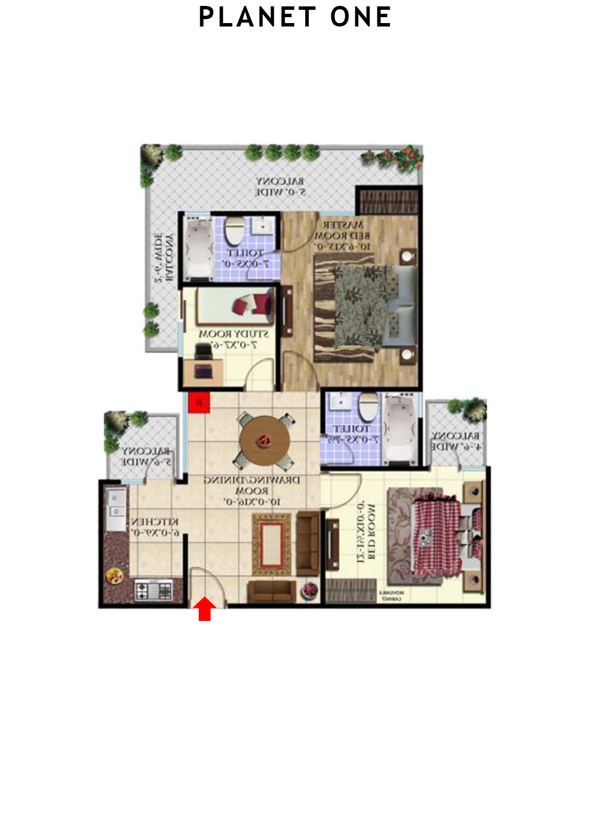 planet One Tower B Unit 3 (Type  3) Floor Plan