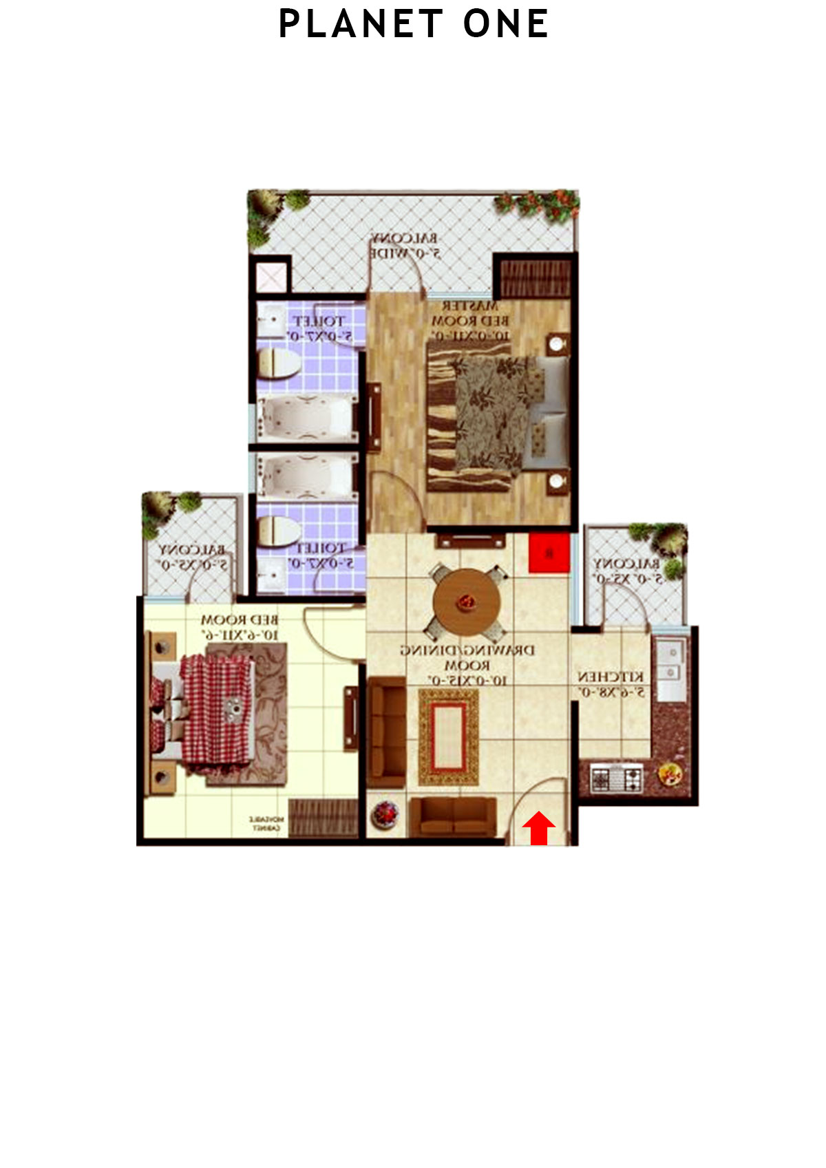 planet One Tower B Unit 4 (Type  1) Floor Plan