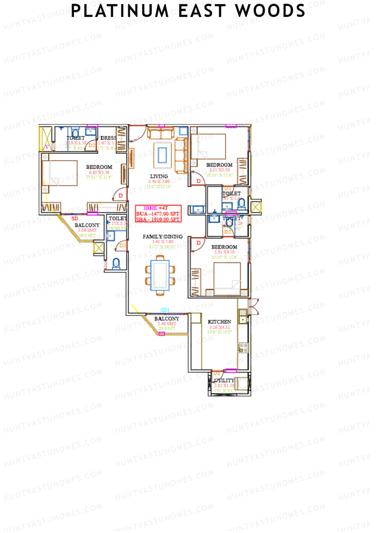 Platinum East Woods Tower A Unit 10 Floor Plan