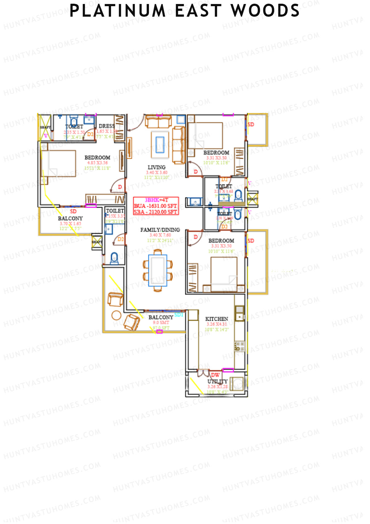 Platinum East Woods Tower A Unit 10 Floor Plan