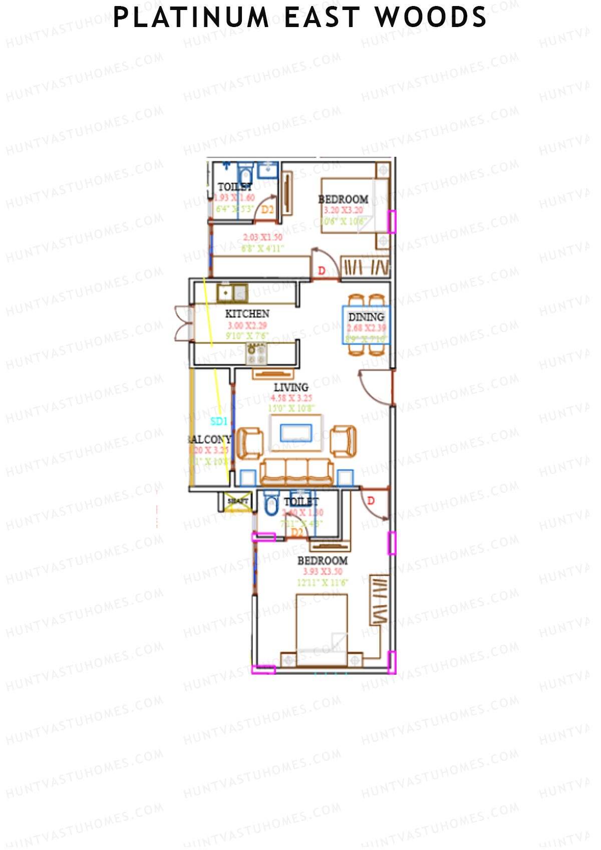 Platinum East Woods Tower A Unit 11 Floor Plan