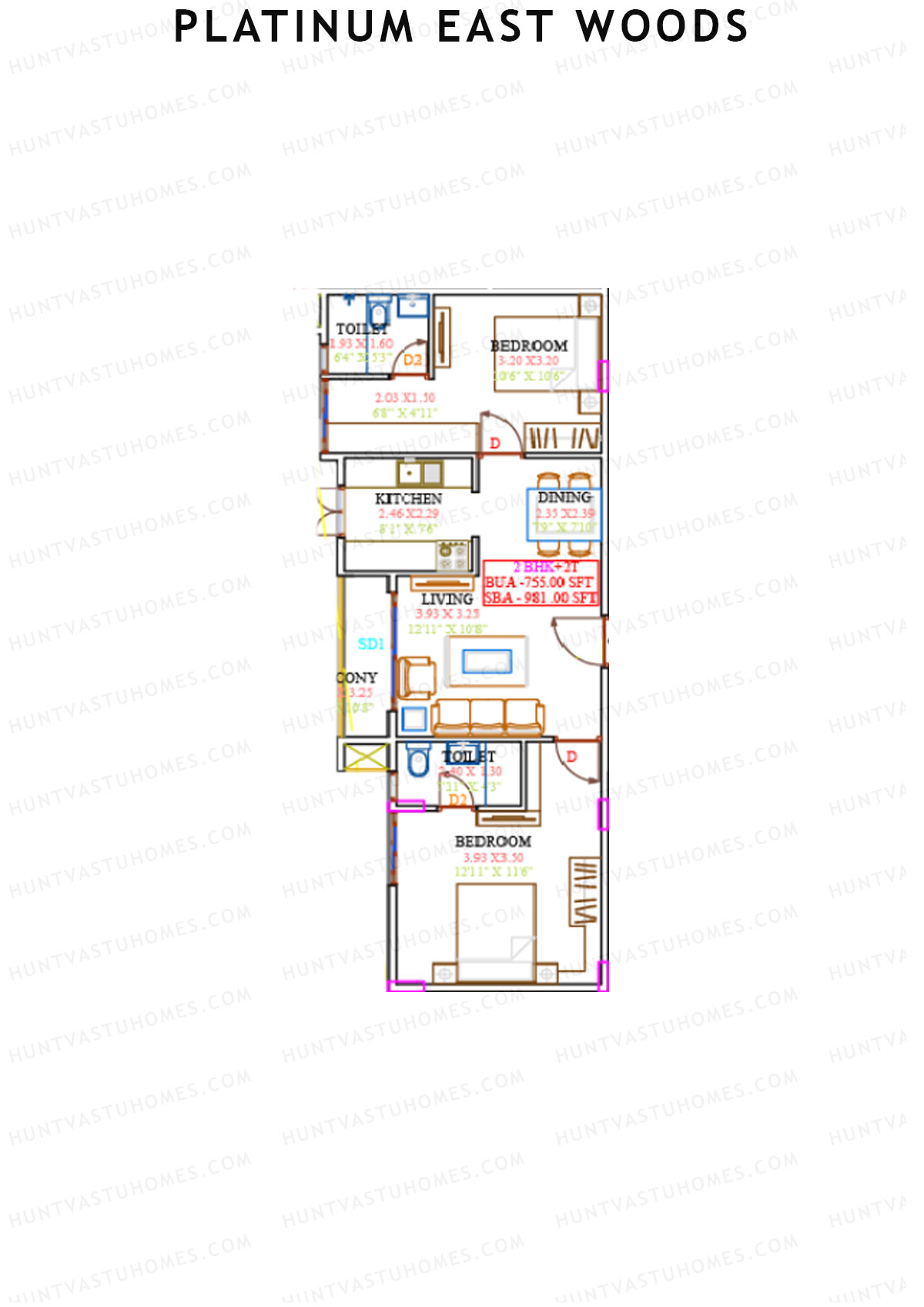 Platinum East Woods Tower A Unit 11 Floor Plan
