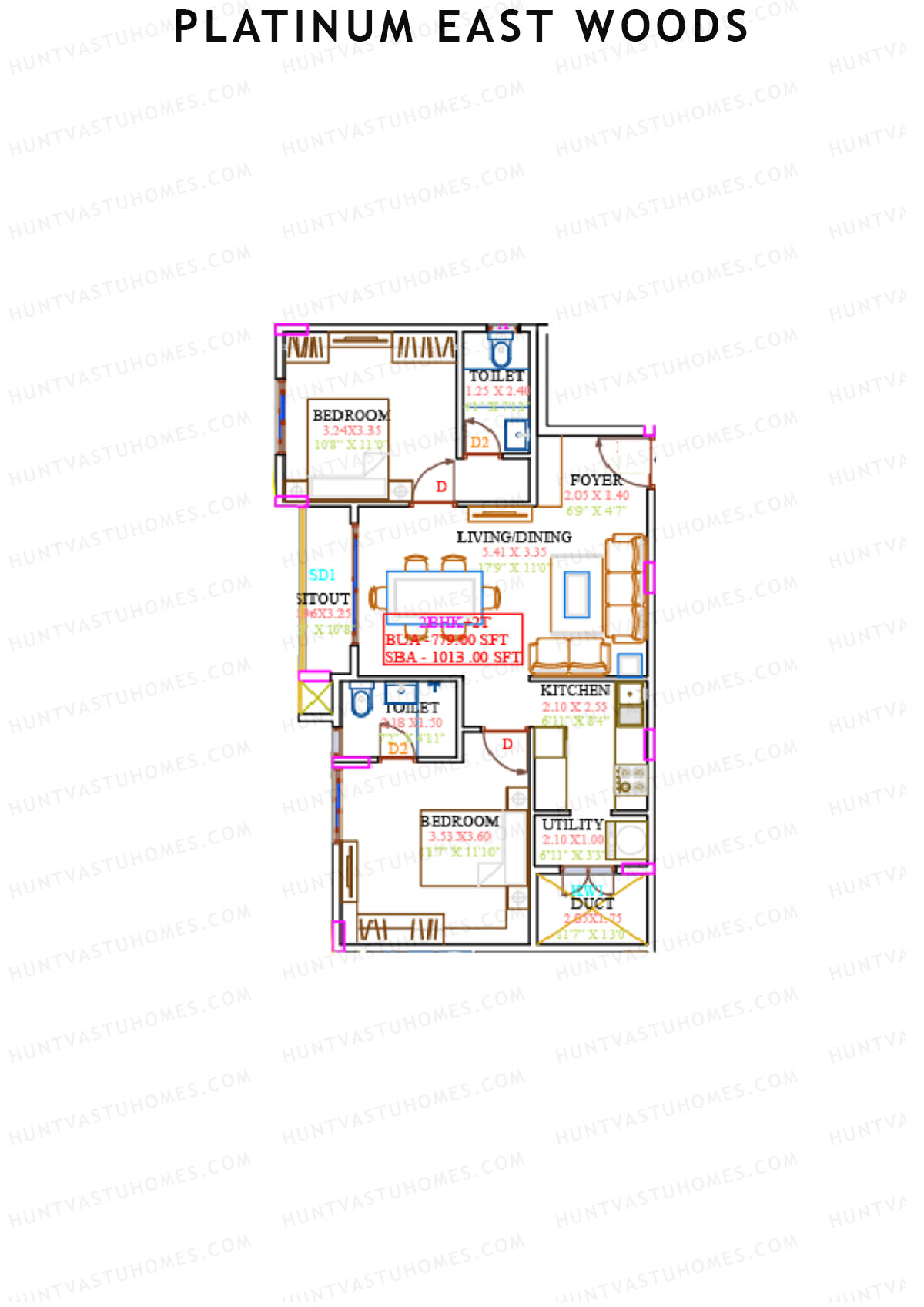 Platinum East Woods Tower A Unit 12 Floor Plan