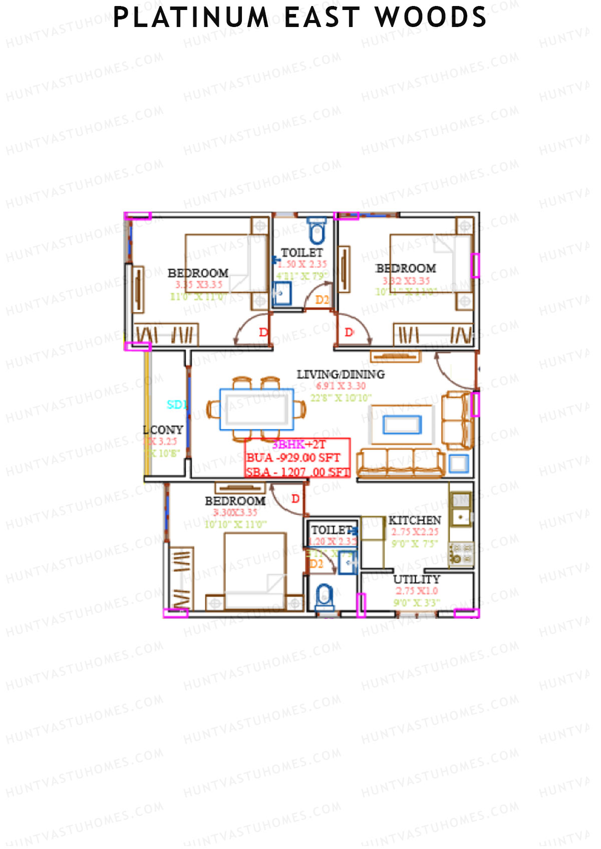 Platinum East Woods Tower A Unit 13 Floor Plan