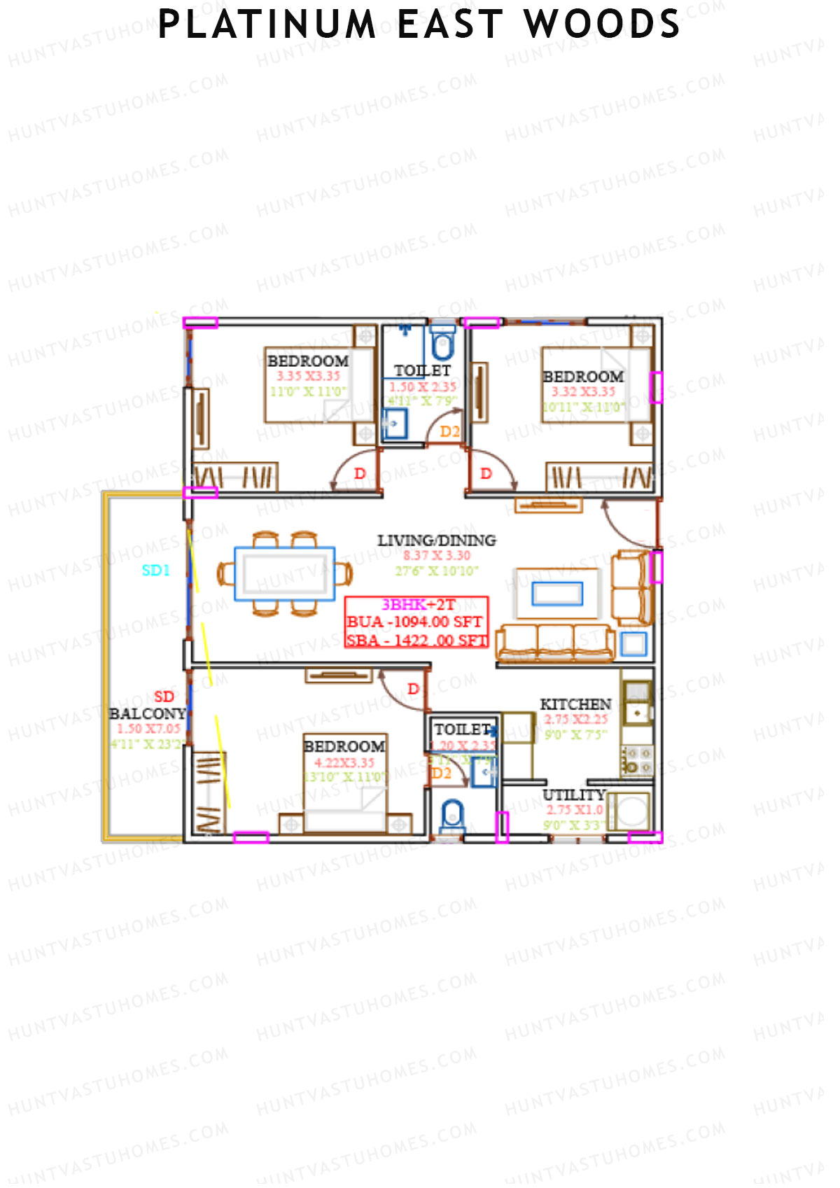 Platinum East Woods Tower A Unit 13 Floor Plan