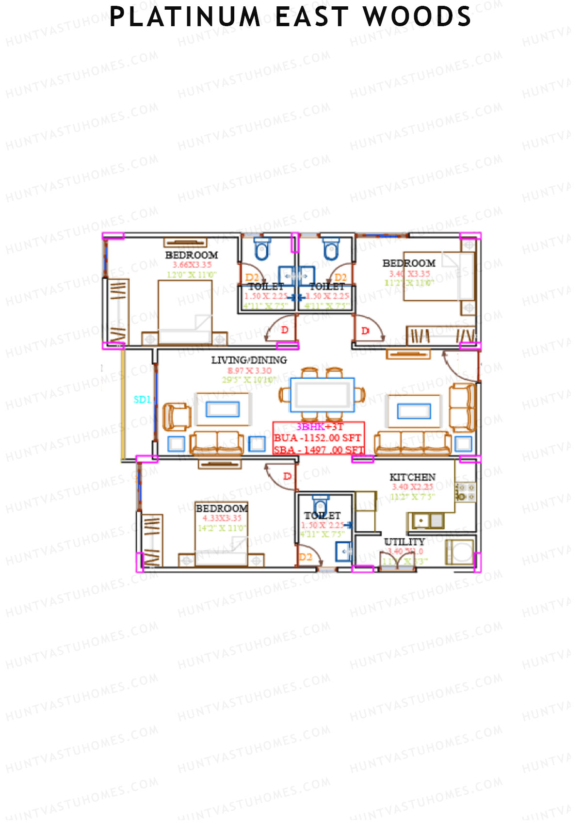 Platinum East Woods Tower A Unit 15 Floor Plan