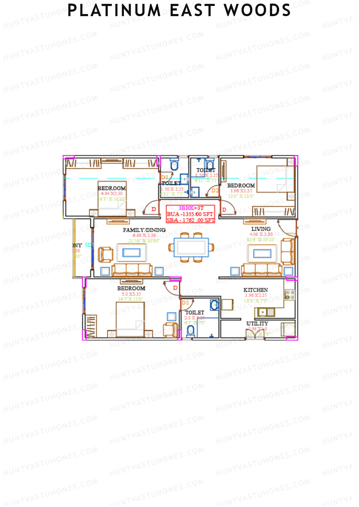 Platinum East Woods Tower A Unit 16 Floor Plan