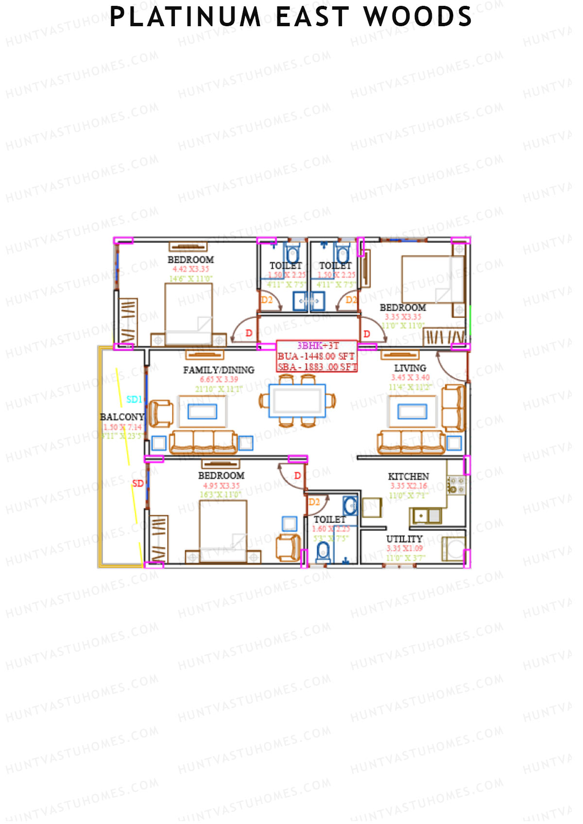 Platinum East Woods Tower A Unit 16 Floor Plan