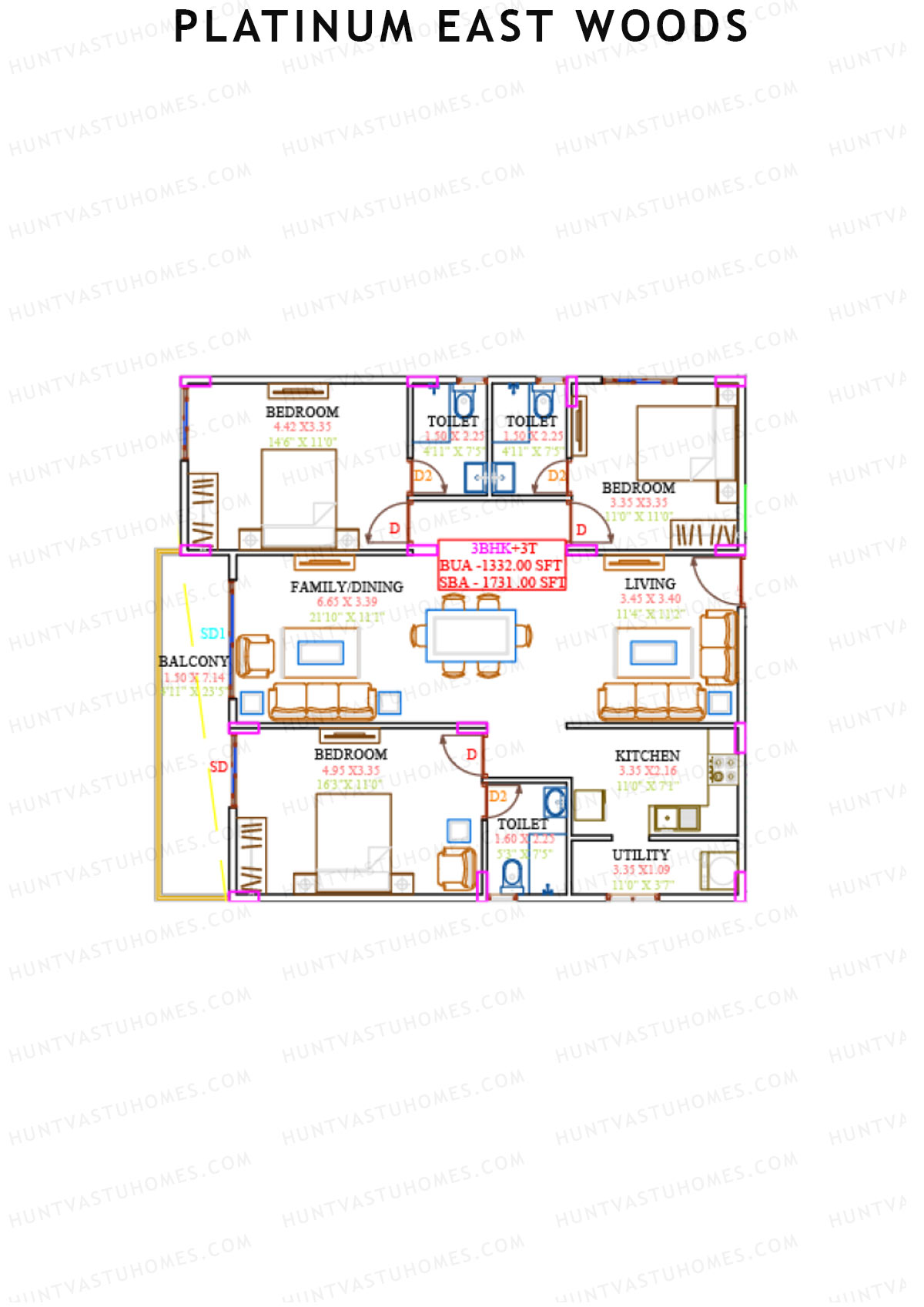 Platinum East Woods Tower A Unit 17 Floor Plan