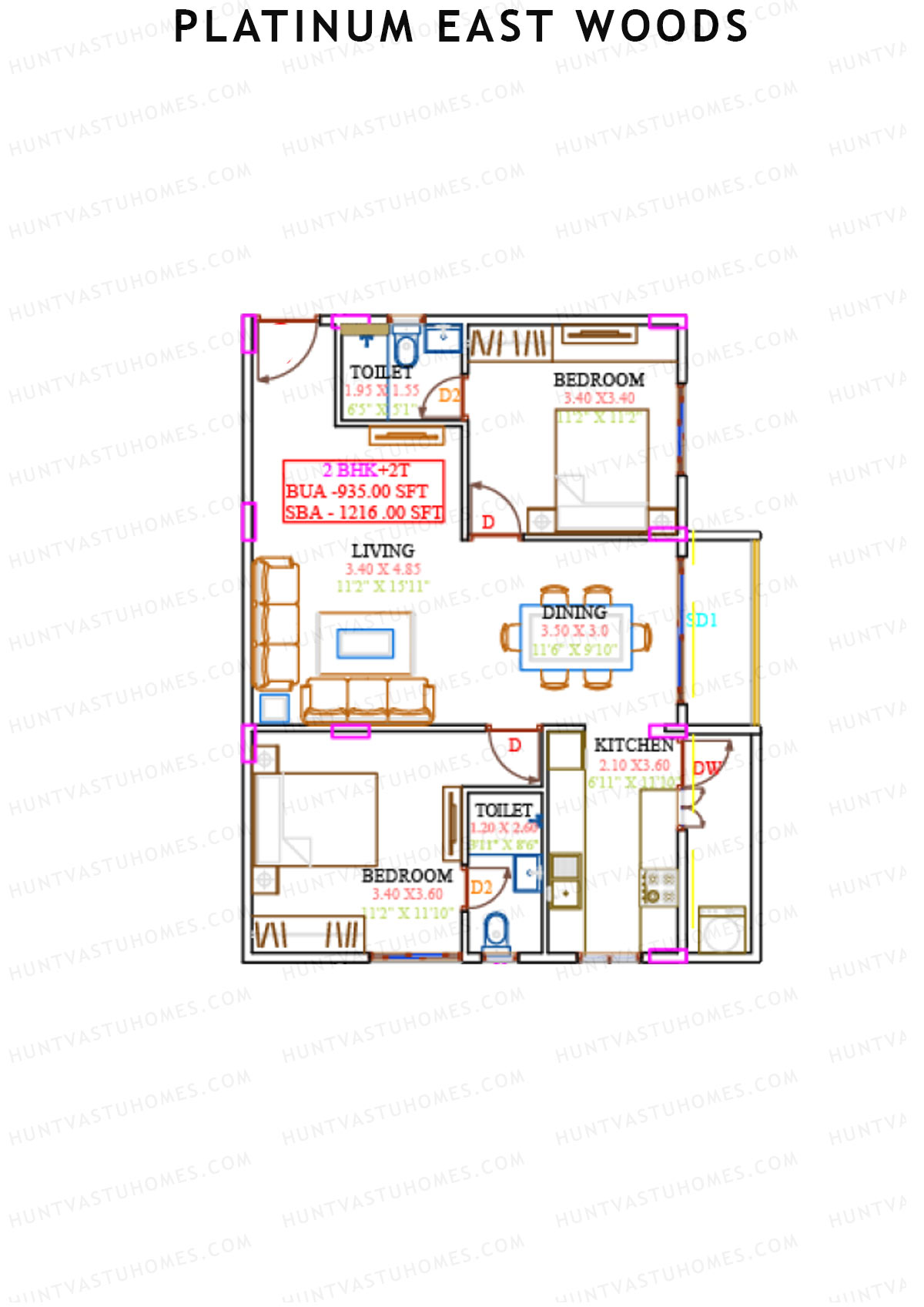 Platinum East Woods Tower A Unit 6 Floor Plan