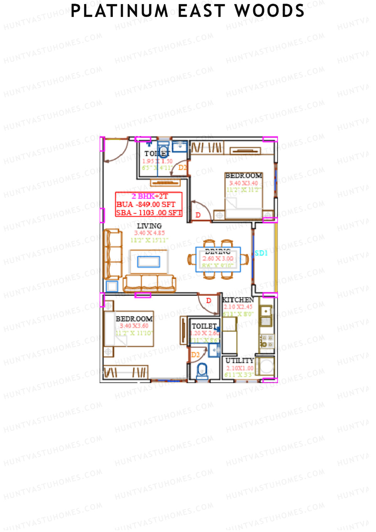 Platinum East Woods Tower A Unit 7 Floor Plan
