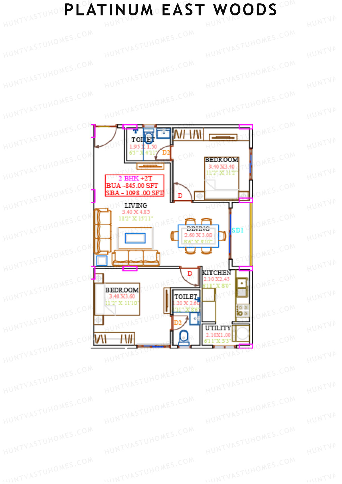 Platinum East Woods Tower A Unit 8 Floor Plan