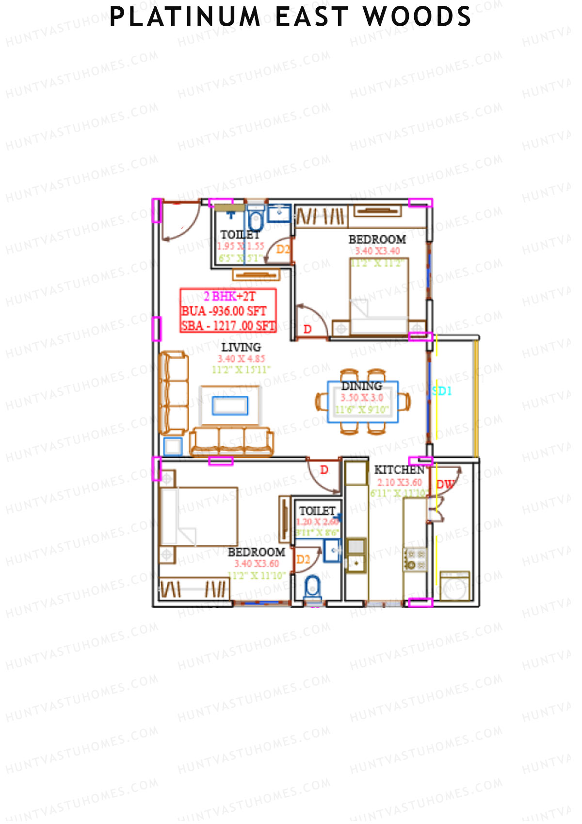 Platinum East Woods Tower A Unit 8 Floor Plan