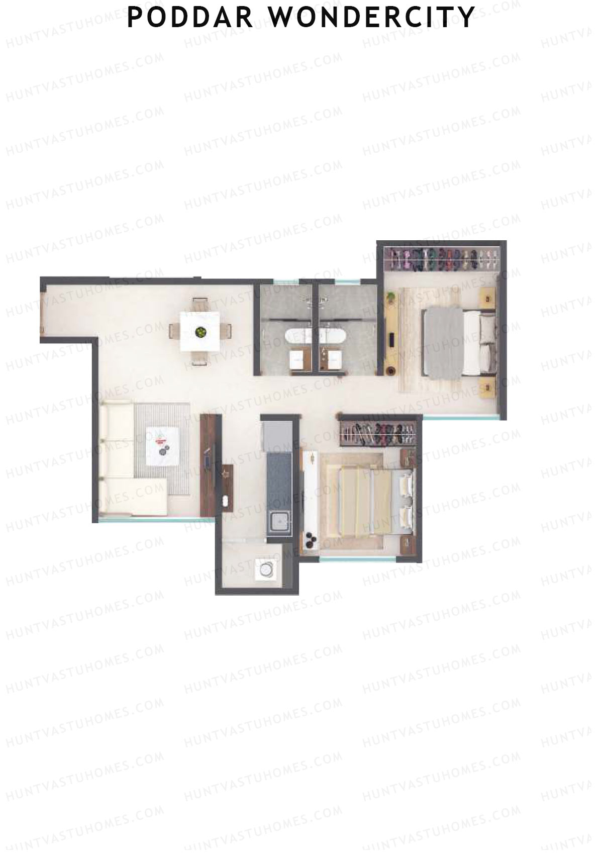 Poddar Wondercity Tower A1 Unit 1 (Type A) Floor Plan