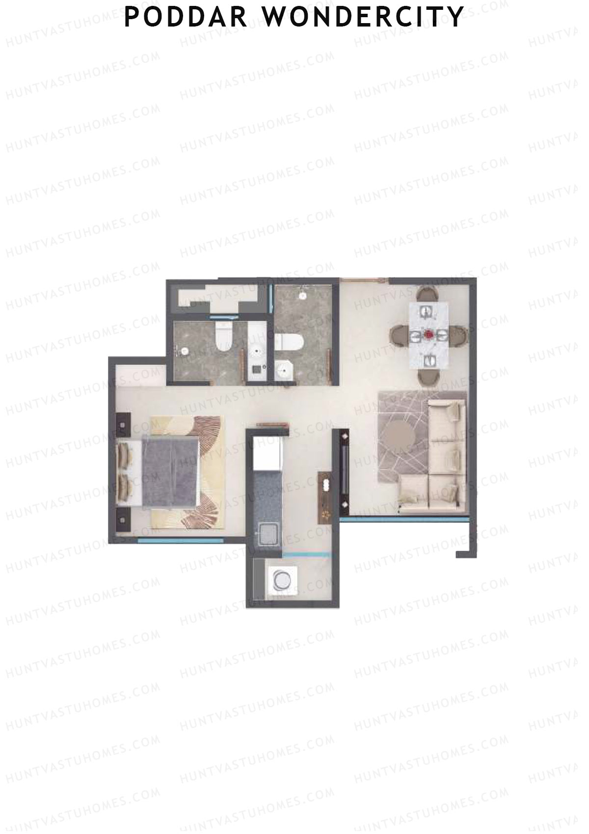 Poddar Wondercity Tower A1 Unit 2 (Type A) Floor Plan