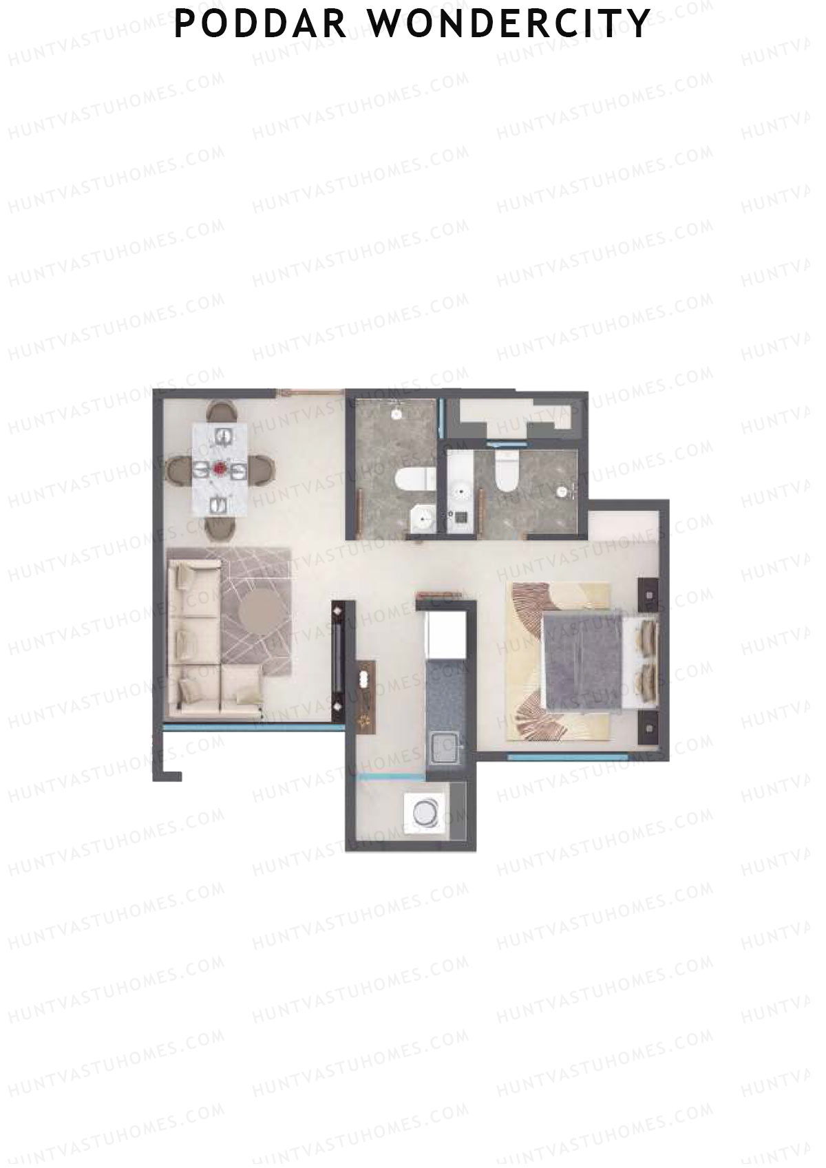 Poddar Wondercity Tower A1 Unit 3 (Type A) Floor Plan