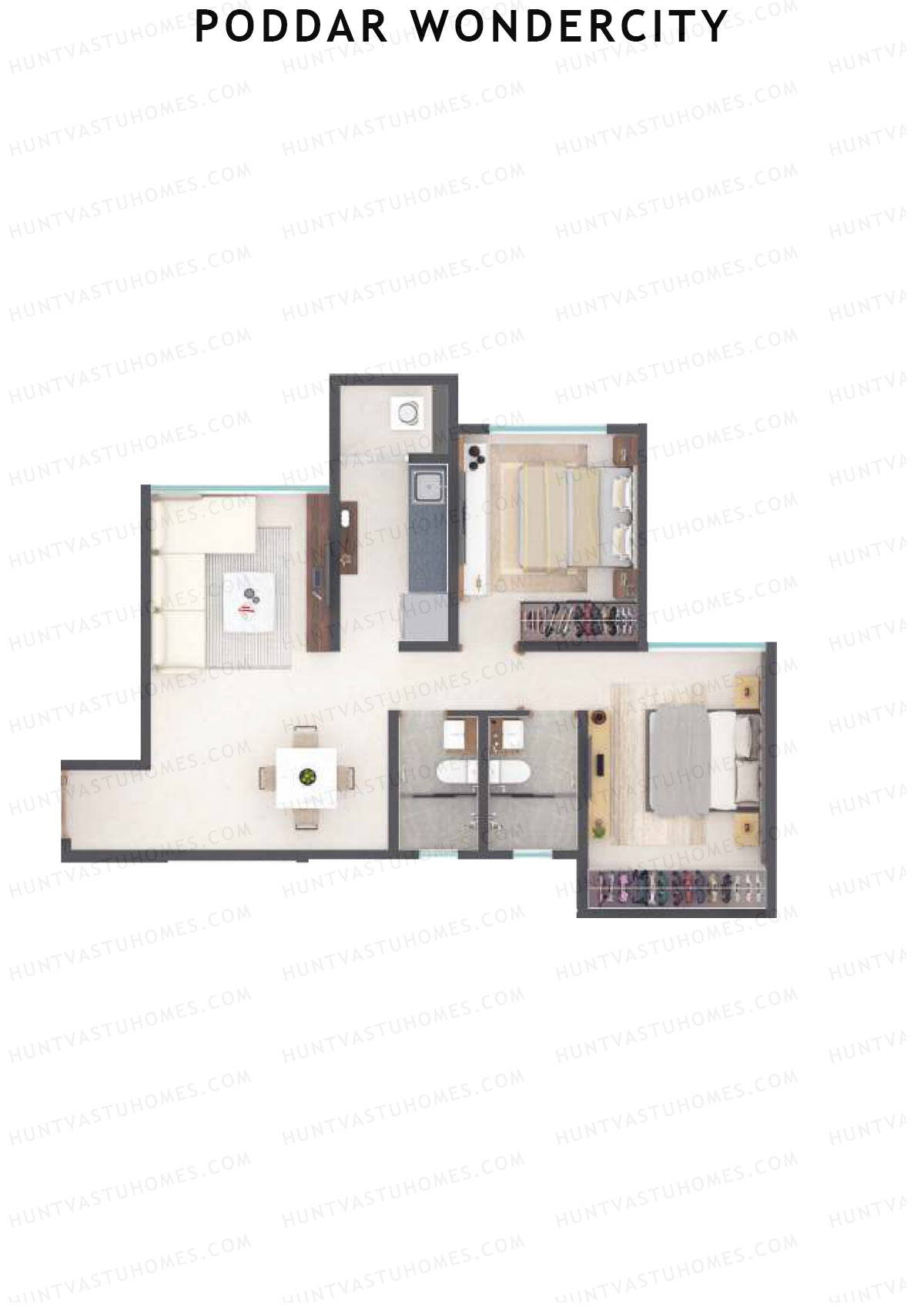 Poddar Wondercity Tower A3 Unit 8 (Type A) Floor Plan