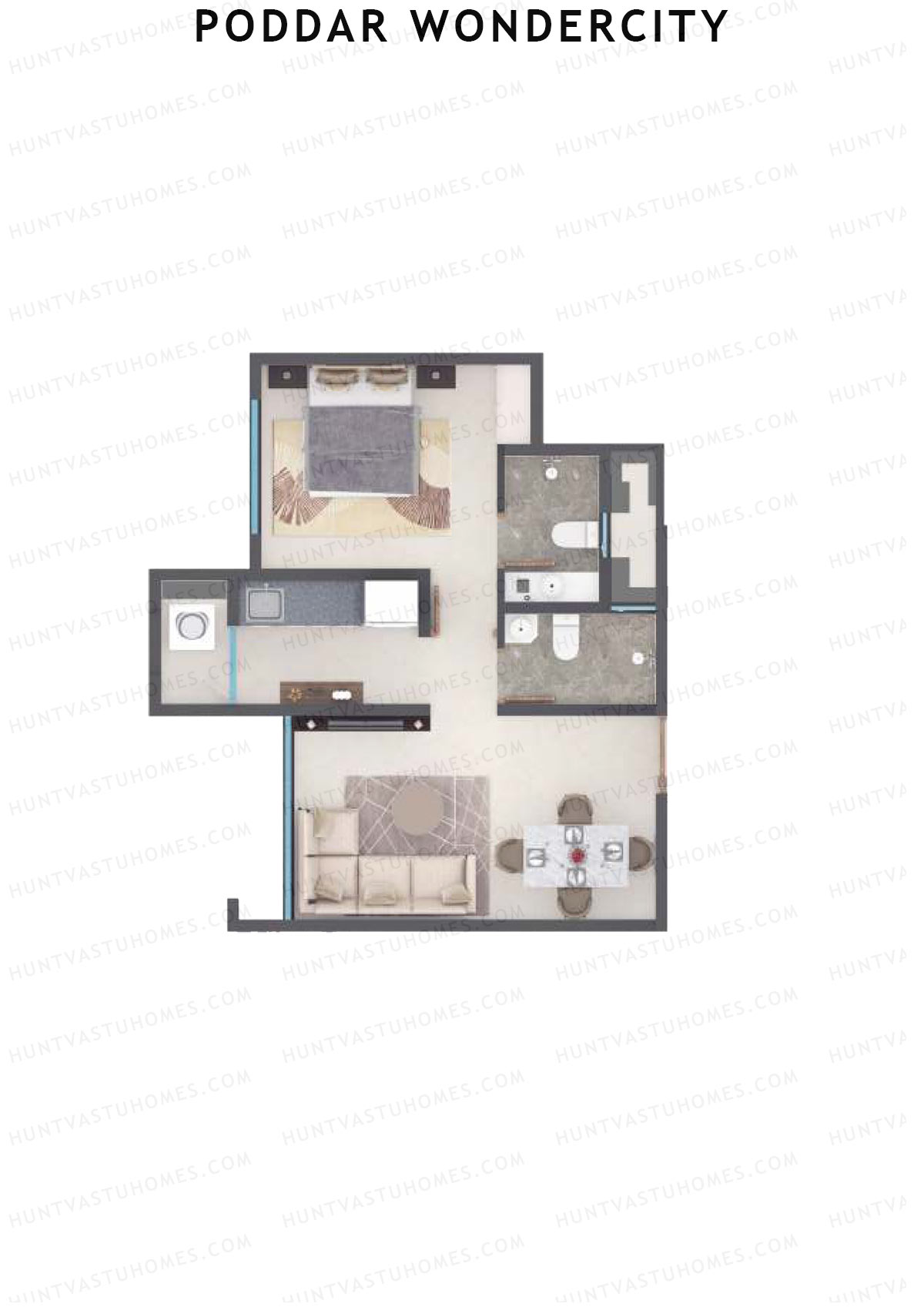 Poddar Wondercity Tower A6 Unit 2 (Type A) Floor Plan