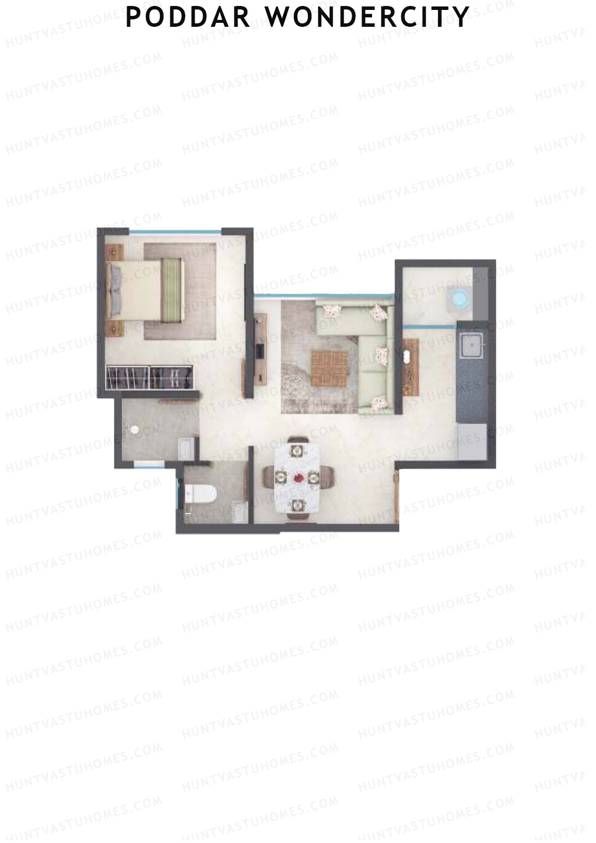 Poddar Wondercity Tower B1 Unit 1 (Type B) Floor Plan