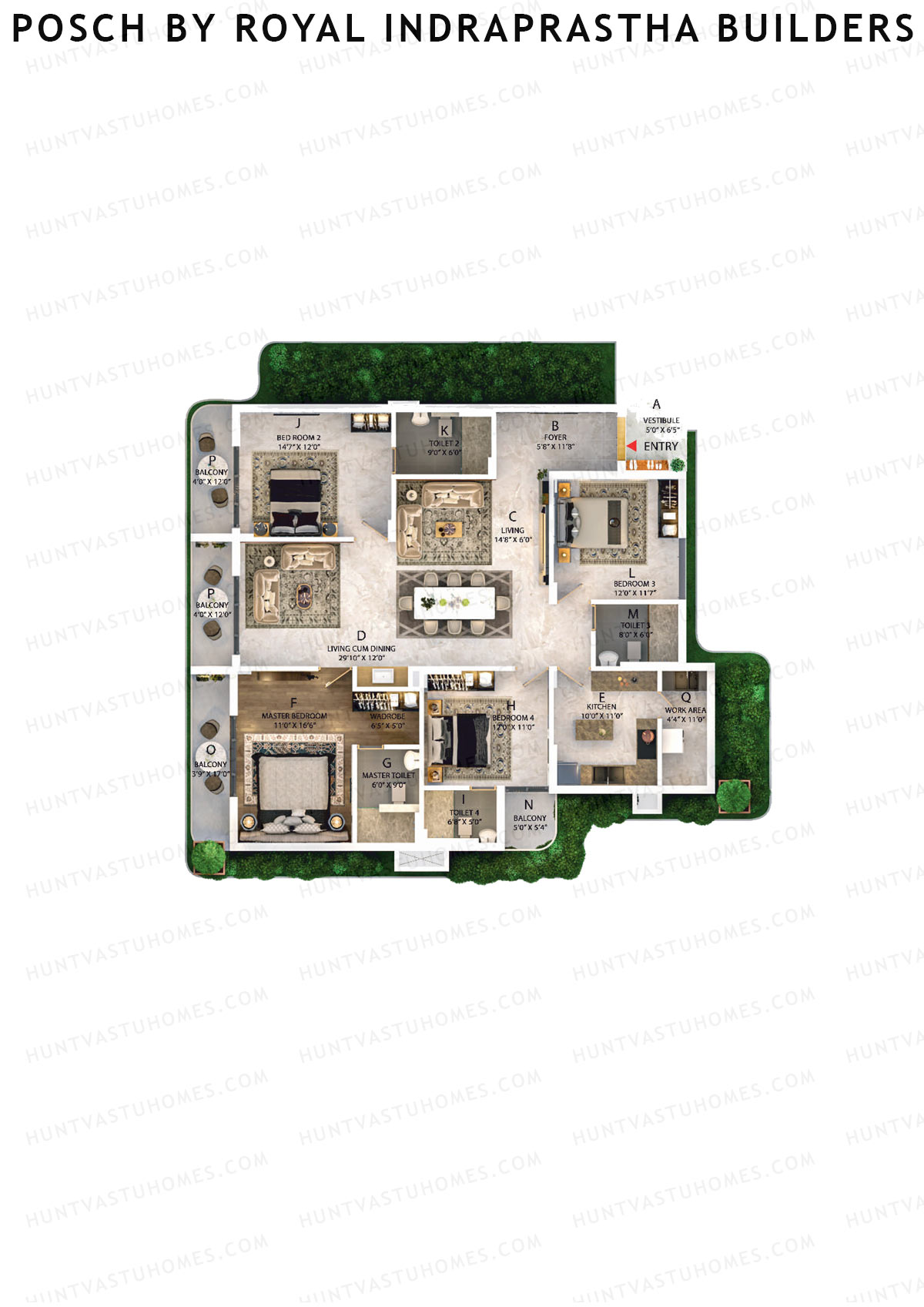Posch By Royal Indraprastha Builders, Posch, Unit A, 4BHK, Super Area 2770   sq ft 