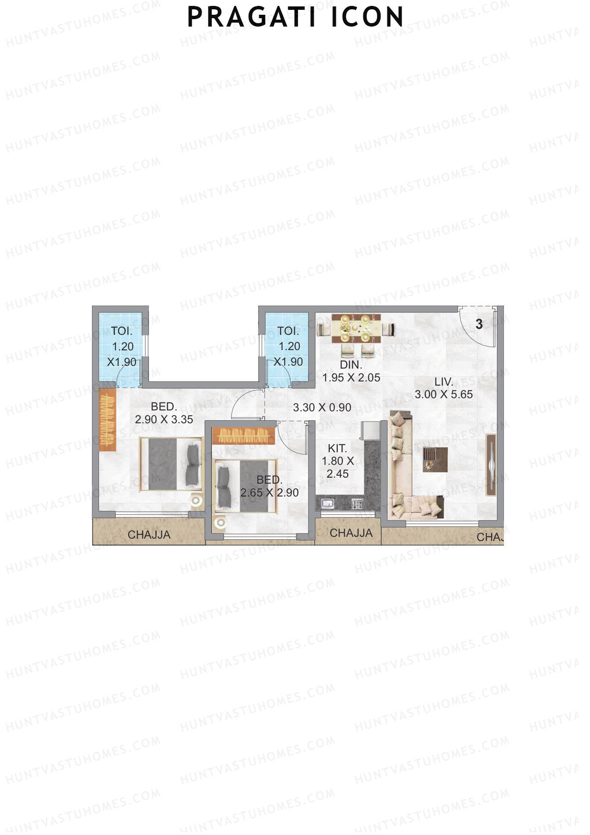 Pragati Icon Tower A Unit 3 Floor Plan