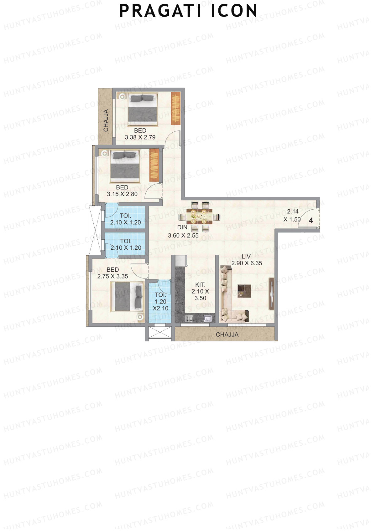 Pragati Icon Tower A Unit 4 Floor Plan