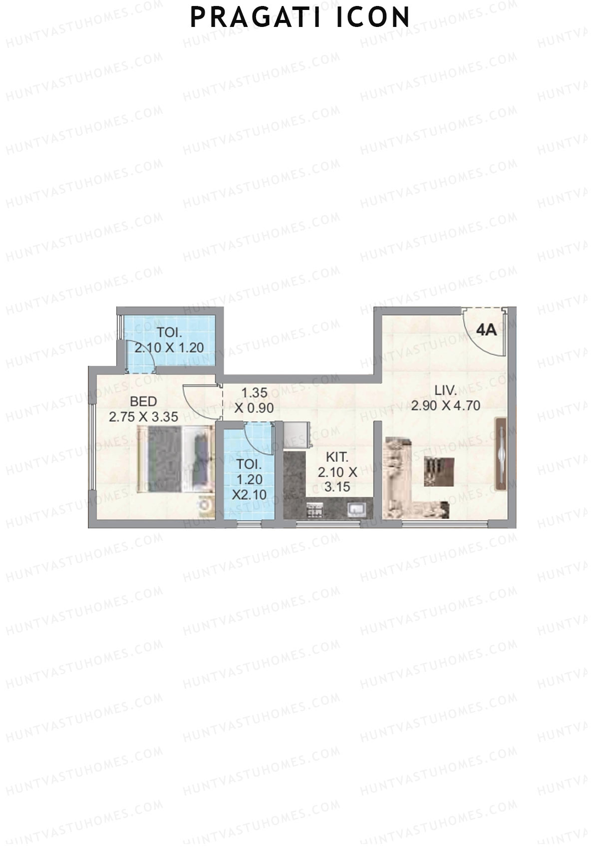 Pragati Icon Tower A Unit 4A Floor Plan