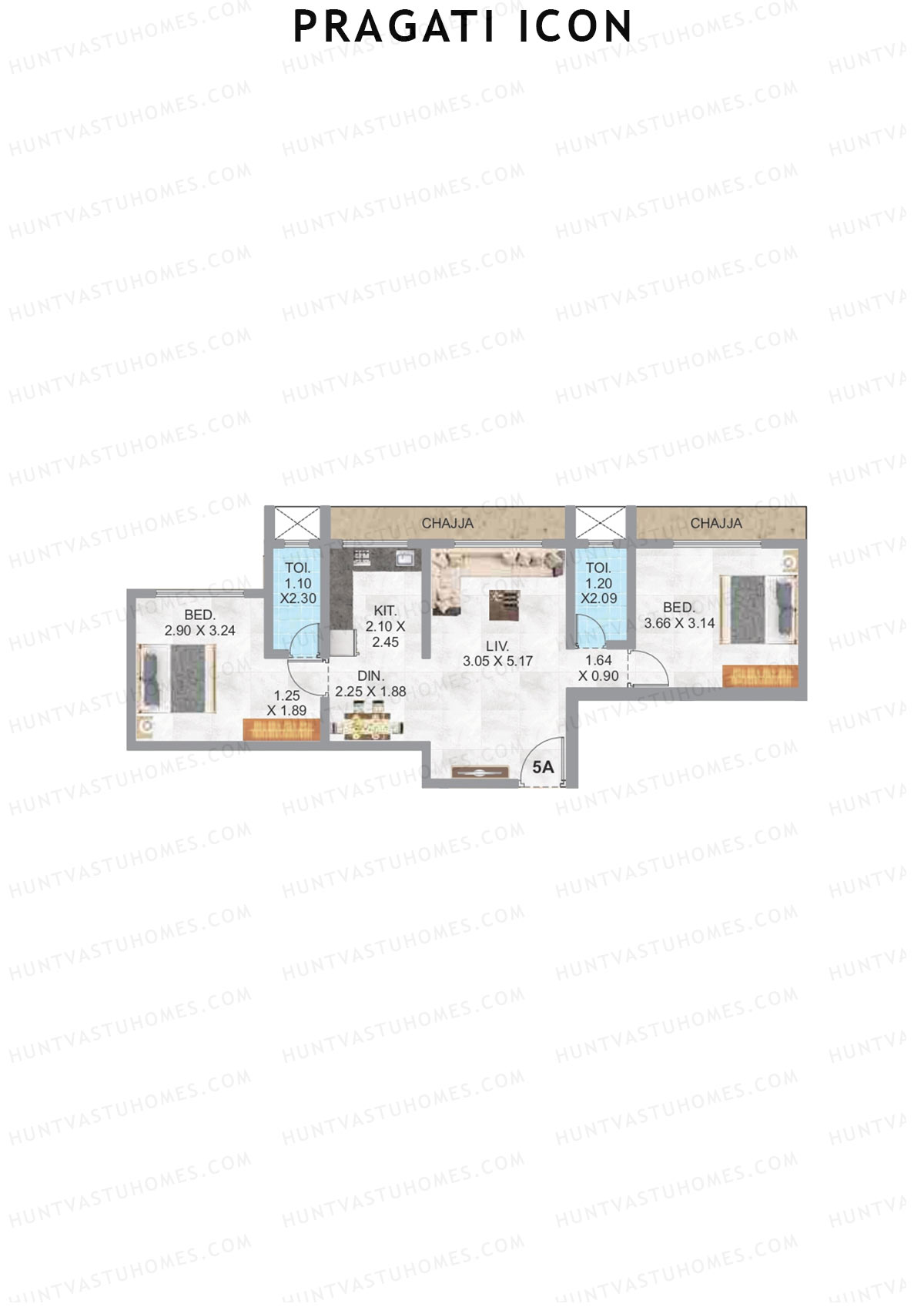 Pragati Icon Tower A Unit 5A Floor Plan