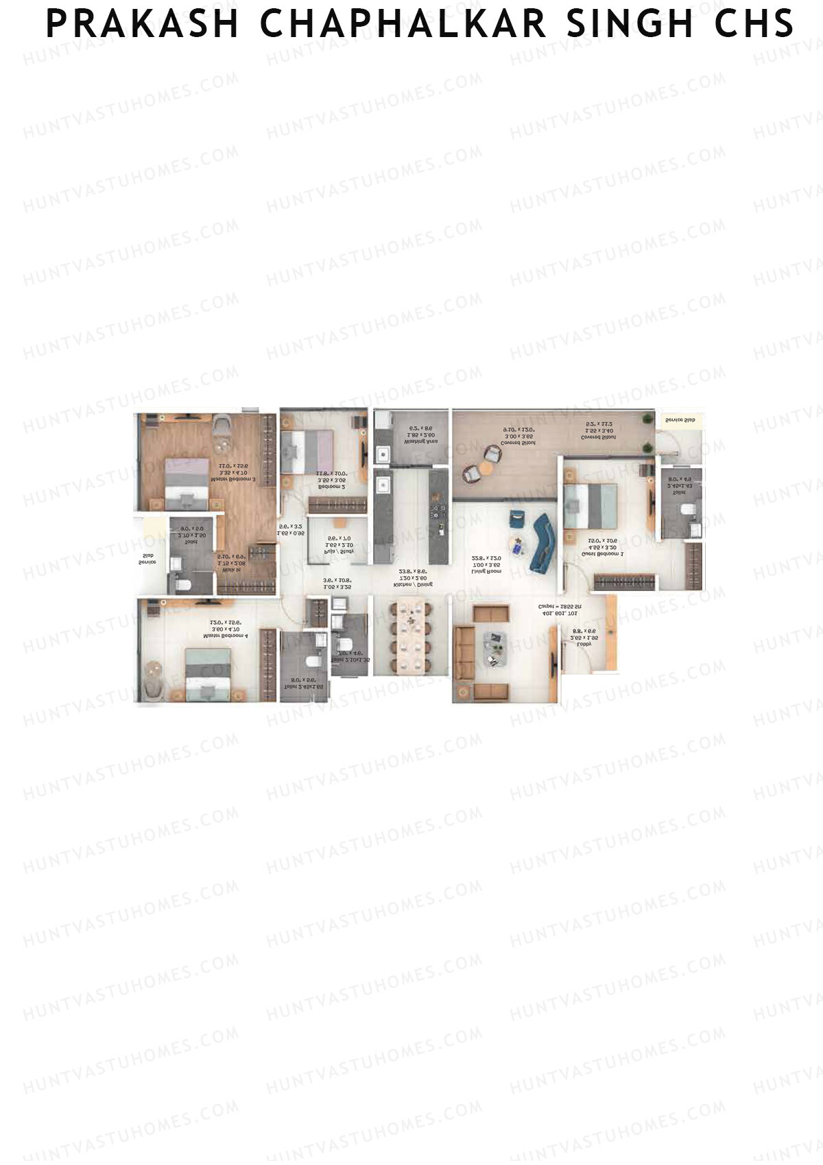 Prakash Chaphalkar Singh CHS, Prakash, Unit 2, 4BHK, Carpet Area 1855   sq ft 