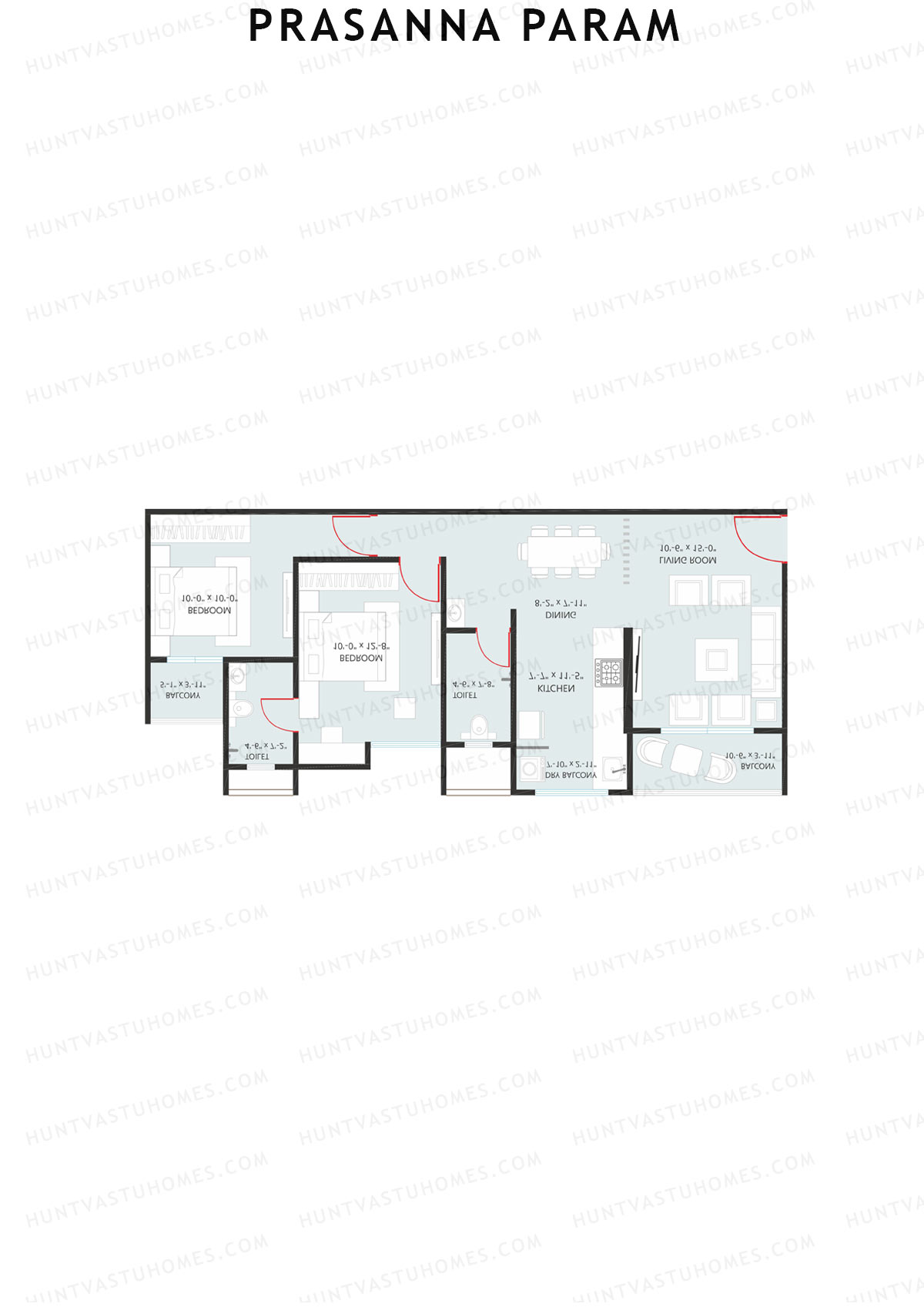 Prasanna Param, Param, Unit 6, 2BHK, Carpet Area 781   sq ft 