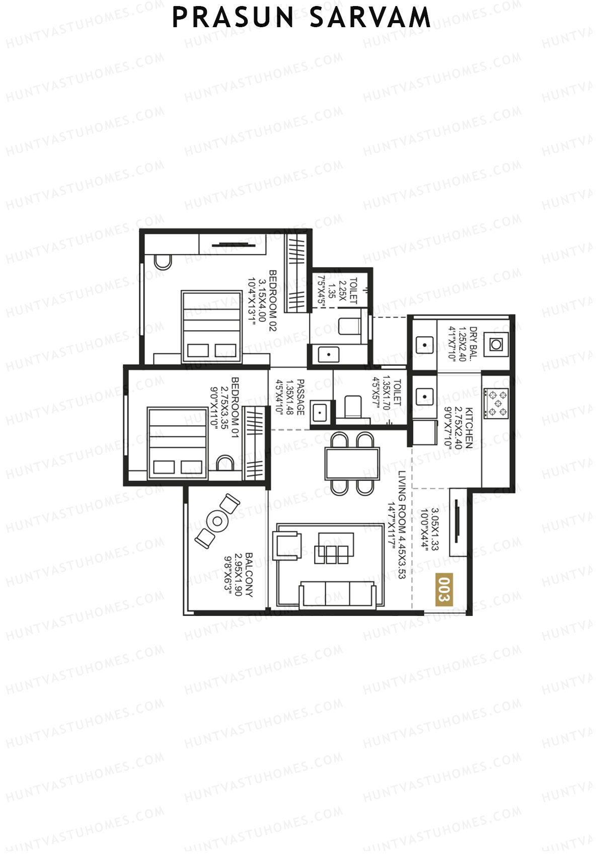 Prasun Sarvam Wing C Unit 1 Floor Plan