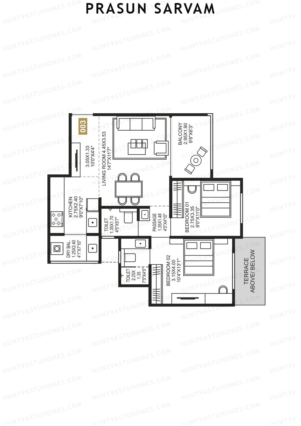 Prasun Sarvam Wing C Unit 3 Floor Plan
