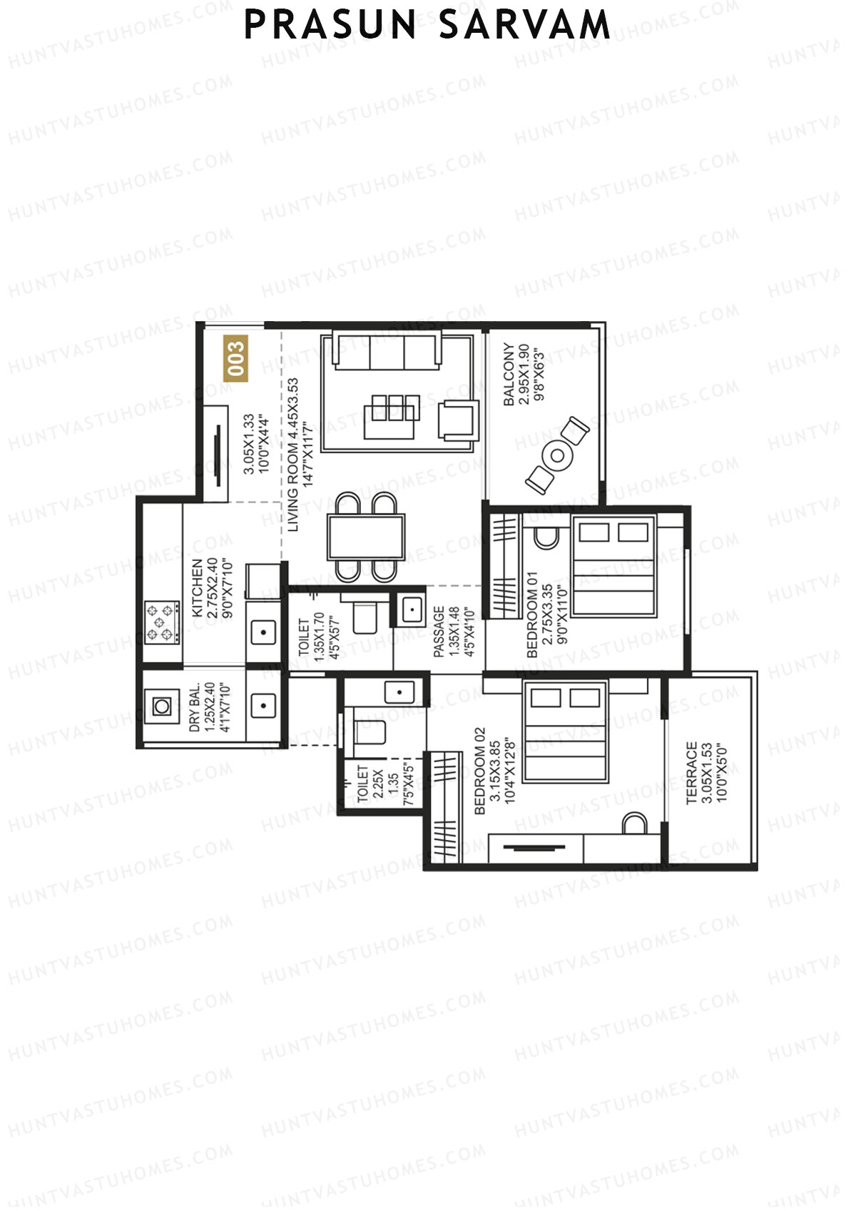 Prasun Sarvam Wing C Unit 3 Floor Plan