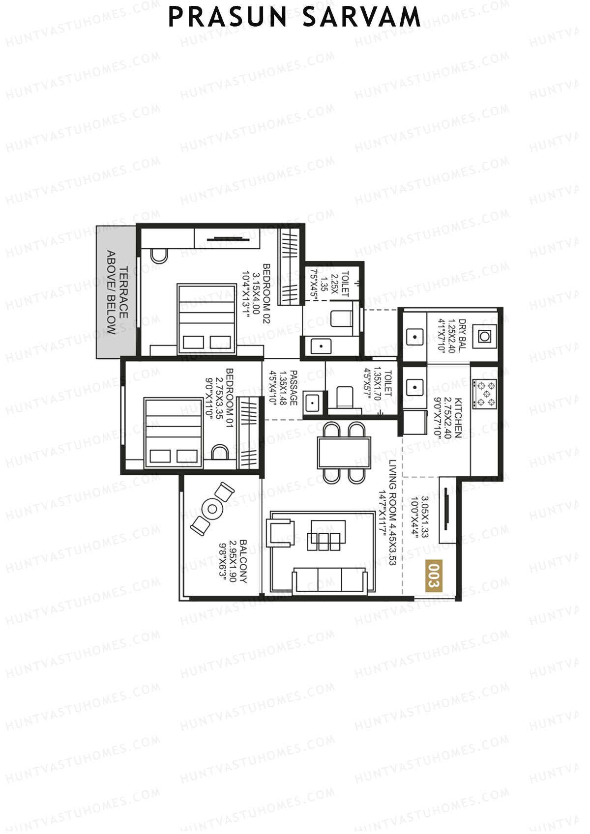 Prasun Sarvam Wing D Unit 1 Floor Plan