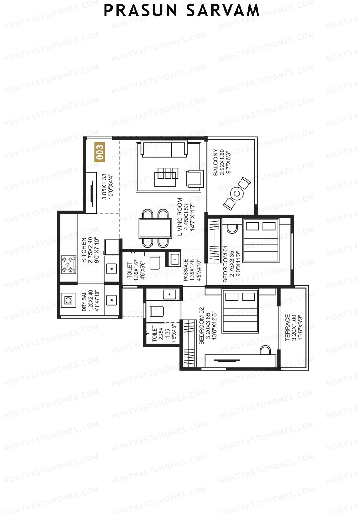 Prasun Sarvam Wing D Unit 3 Floor Plan