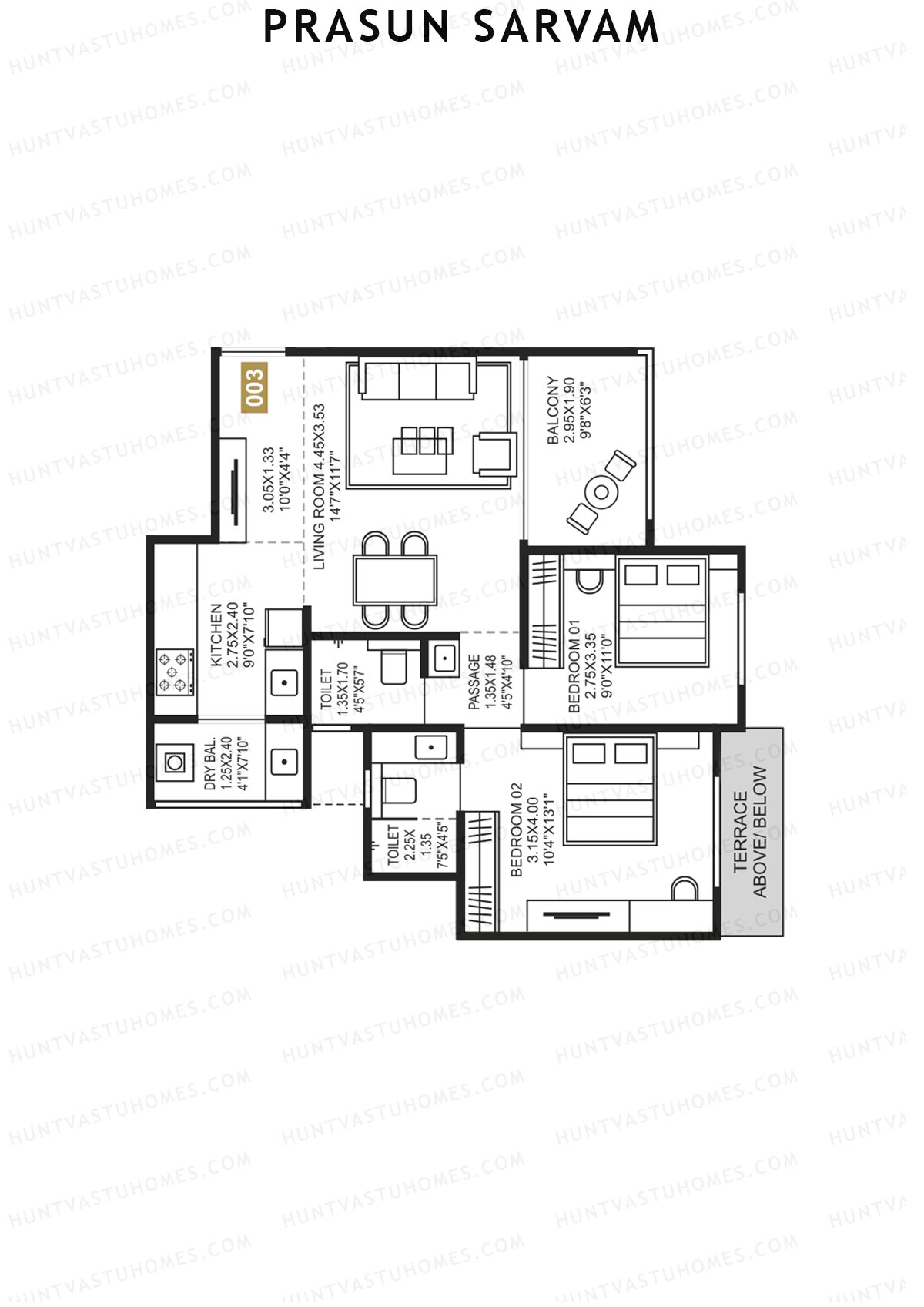 Prasun Sarvam Wing D Unit 3 Floor Plan