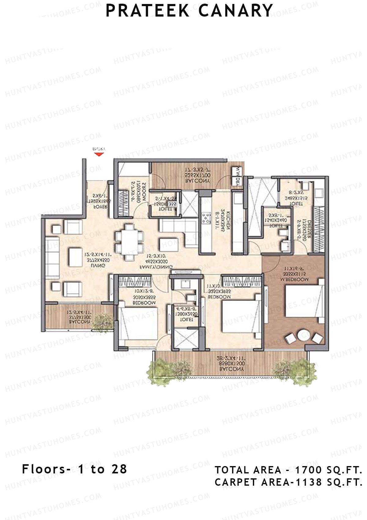Prateek Canary Tower A Unit 1 Floor Plan