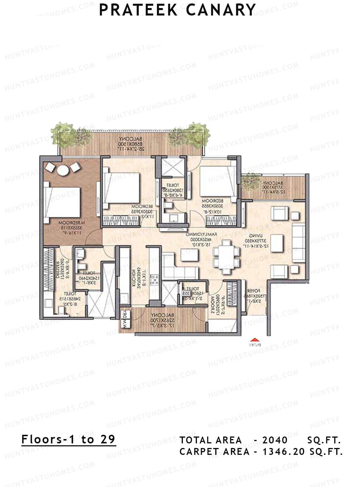 Prateek Canary Tower B Unit 3 Floor Plan