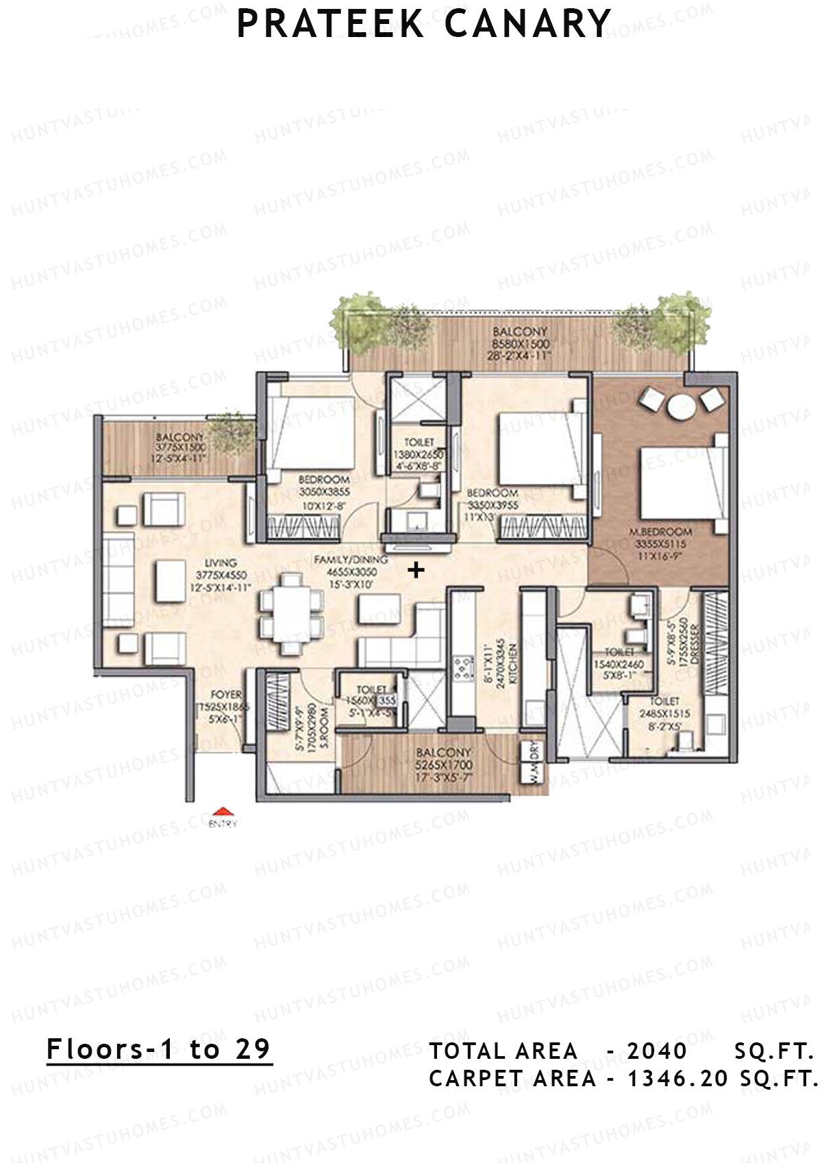 Prateek Canary Tower B Unit 4 Floor Plan